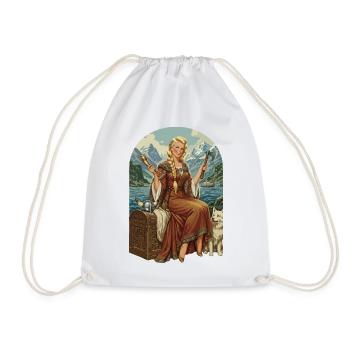 Norwegian woman with dog - Drawstring Bag - white - Front