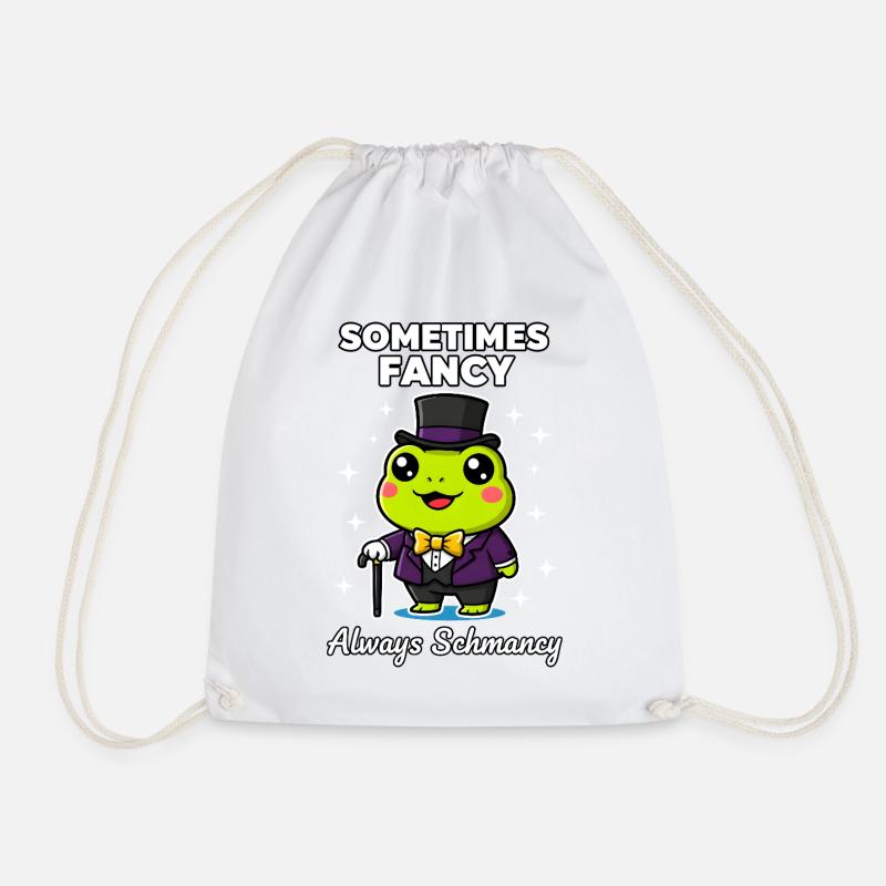 Sometimes Fancy Always Schmancy Frog - Drawstring Bag - white