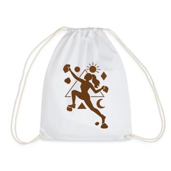 Bouldering Ladies Woman Geometric Day and Night - Drawstring Bag - white - Front
