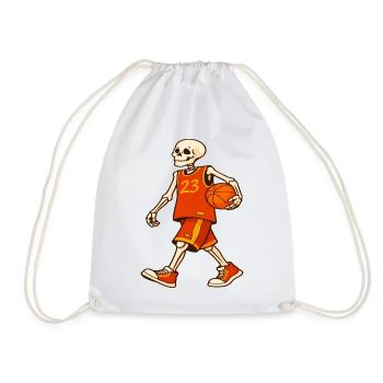 Skeleton Hoops in Orange Jersey - Drawstring Bag - white - Front