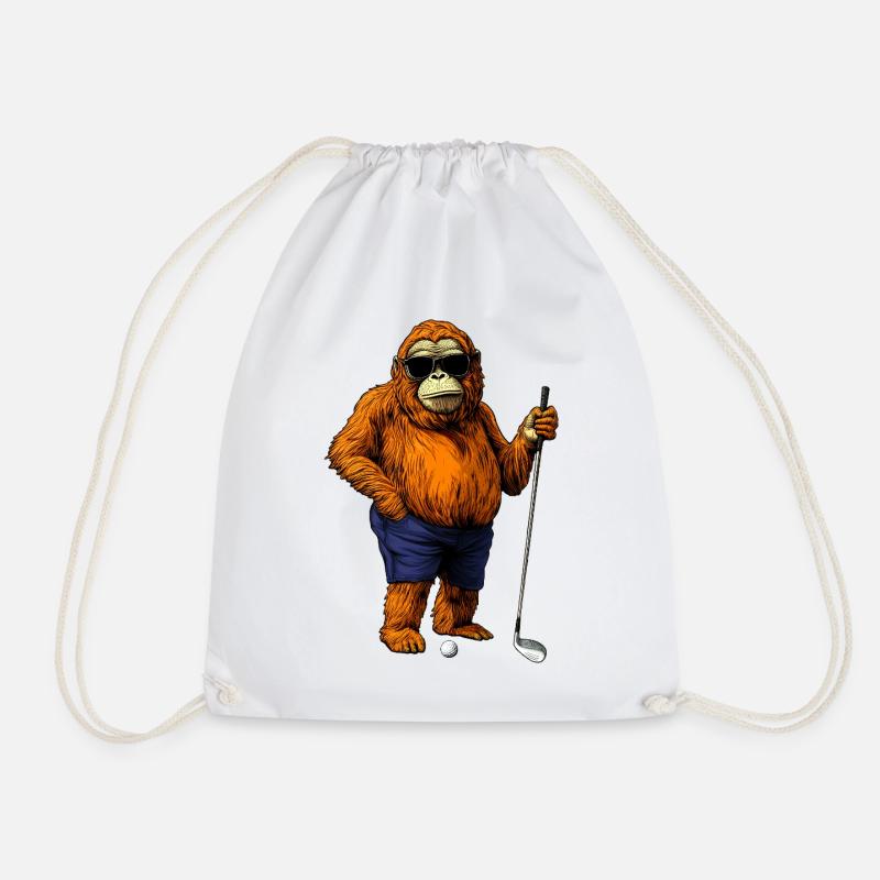 Affe Golfspieler - Turnbeutel - Weiß