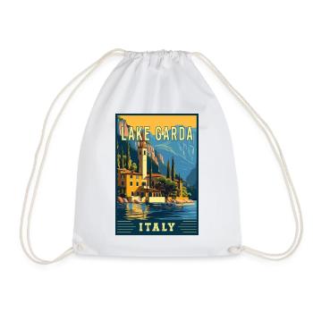 Explore Beauty of Lake Garda in Italy - Drawstring Bag - white - Front