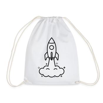 Rocket Clouds Kawaii Outline - Drawstring Bag - white - Front