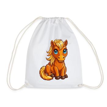 Cute horse sitting - Drawstring Bag - white - Front