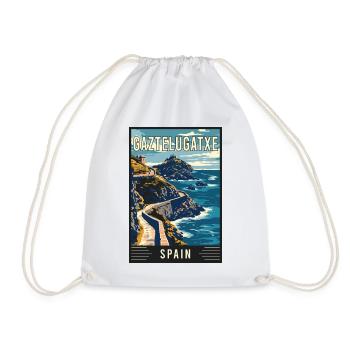 Explore Enchantment of Gaztelugatxe in Spain - Drawstring Bag - white - Front