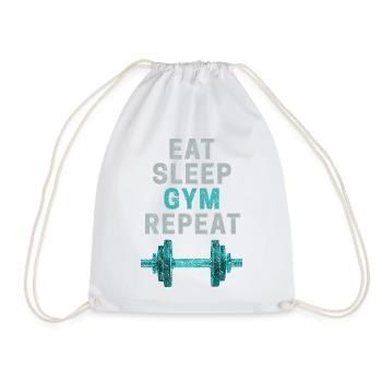 Eat Sleep Gym Repeat Fitnessstudio Bodybuilder - Drawstring Bag - white - Front