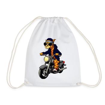 Motorcycle Giraffes - Drawstring Bag - white - Front