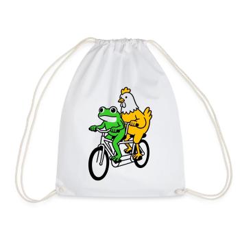 tandem bike - Drawstring Bag - white - Front