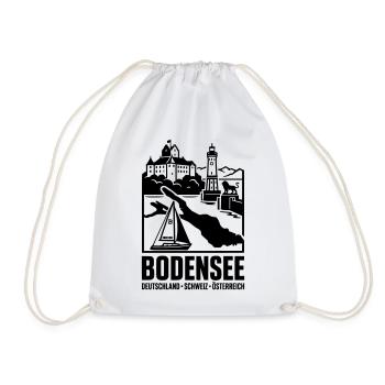 Bodensee Silhouette Wahrzeichen - Turnbeutel - Weiß - Vorne