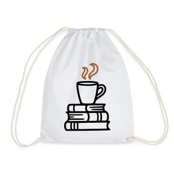 Bücher Kaffeetasse Lesen Buchclub Leseratte - Turnbeutel - Weiß - Vorne