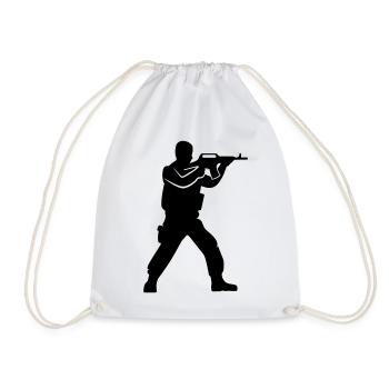 Soldier Silhouette - Drawstring Bag - white - Front