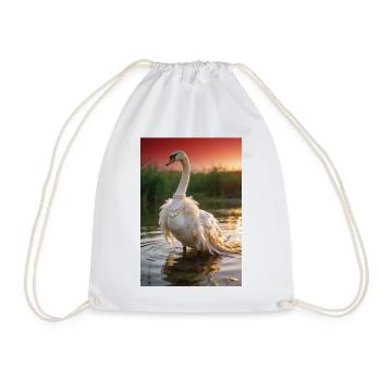 Pearl Swan in Sunset - Drawstring Bag - white - Front