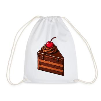 Schokoladenkuchen mit Kirsche - Turnbeutel - Weiß - Vorne