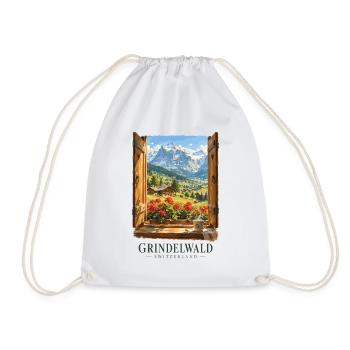 Fensteransicht der Schweizer Alpen Grindelwald - Turnbeutel - Weiß - Vorne