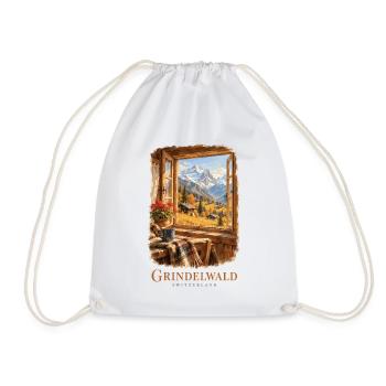 Grindelwald Vintage-Schweizer Charme - Turnbeutel - Weiß - Vorne