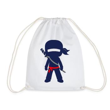 Ninja mit Schwert und Bandana - Turnbeutel - Weiß - Vorne