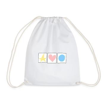 Star Circle Heart Square Symbol Shape Colorful - Drawstring Bag - white - Front