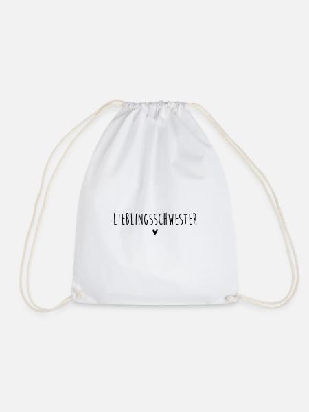 Lieblingsschwester Herz Schwarz Geschenkidee - Turnbeutel - Weiß