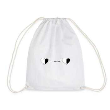 Two Hearts Line - Drawstring Bag - white - Front