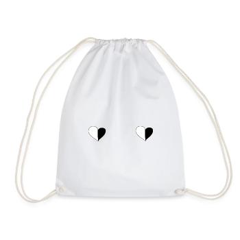 Heart Two Hearts Symbol Two Parts Love Pattern - Drawstring Bag - white - Front