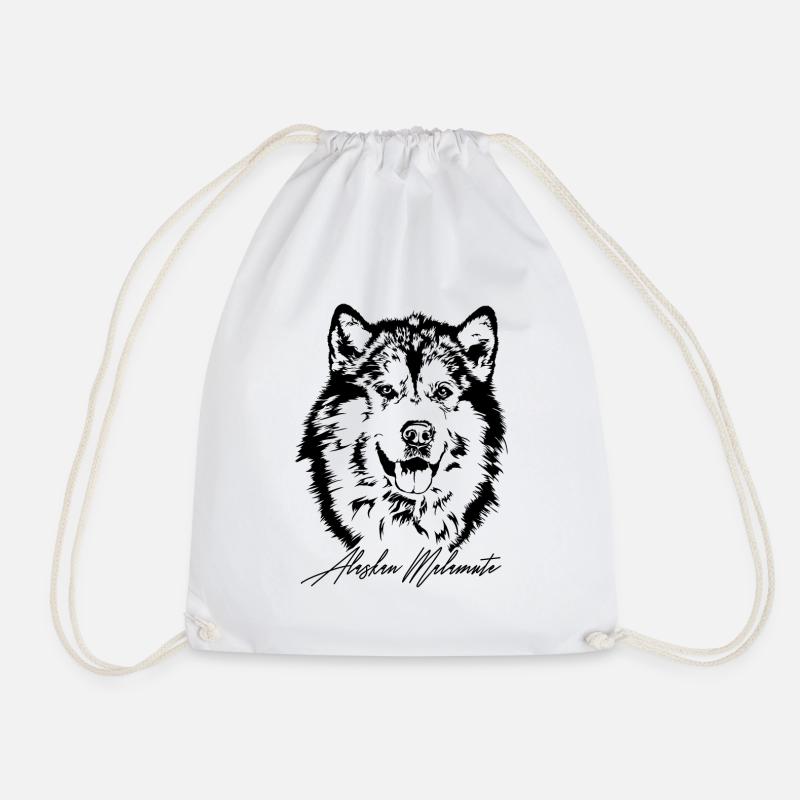 ALASKAN MALAMUTE Portrait Wilsigns Hunde Geschenk - Turnbeutel - Weiß
