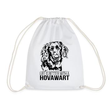 HOVAWART life is better Hunde Spruch Wilsigns - Drawstring Bag - white - Front