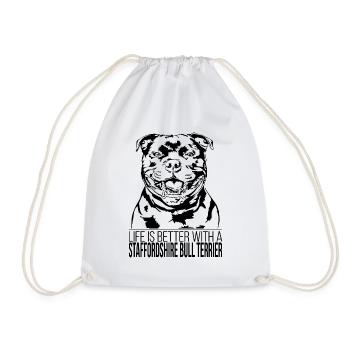 STAFFORDSHIRE BULL TERRIER life is better Wilsigns - Turnbeutel - Weiß - Vorne
