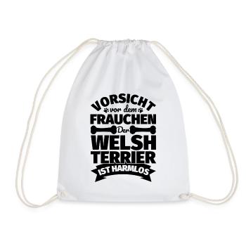 Welsh Terrier Frauchen lustig Geschenk - Turnbeutel - Weiß - Vorne