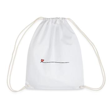 Heart Line Red Icon - Drawstring Bag - white - Front