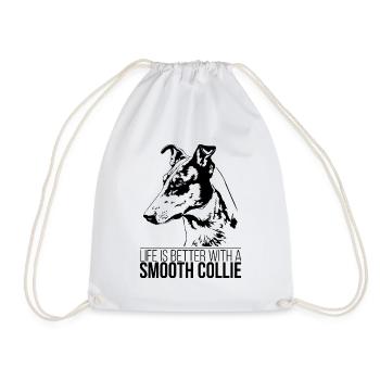 SMOOTH COLLIE life is better Hundespruch Hunde - Turnbeutel - Weiß - Vorne