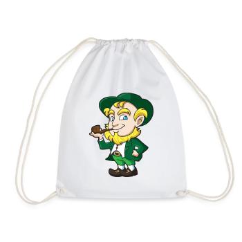 Leprechaun Pipe Charm - Drawstring Bag - white - Front