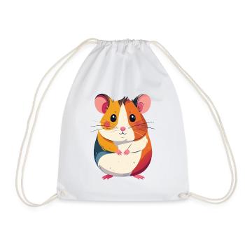 cute little colorful hamster patchwork motif - Drawstring Bag - white - Front