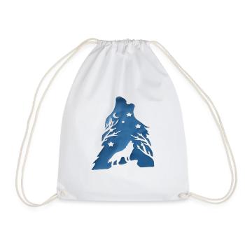 loup hurle nuit - Sac de sport léger - blanc - Devant