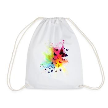 Butterfly Animal Flying Nature Freedom Colorful - Drawstring Bag - white - Front