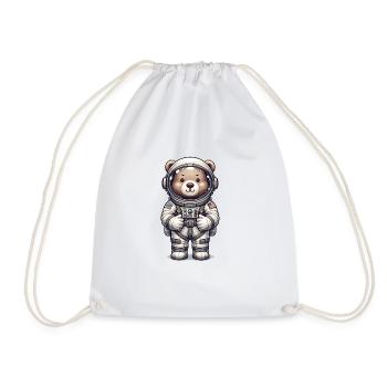 Cute Bear Astronaut - Drawstring Bag - white - Front