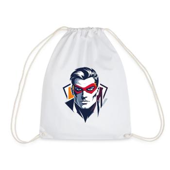 Hero Portrait Red Mask Comic Superhero Character - Drawstring Bag - white - Front