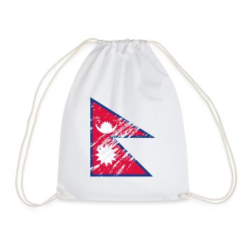 Nepal Flag Grunge Design Flagge - Drawstring Bag - white - Front