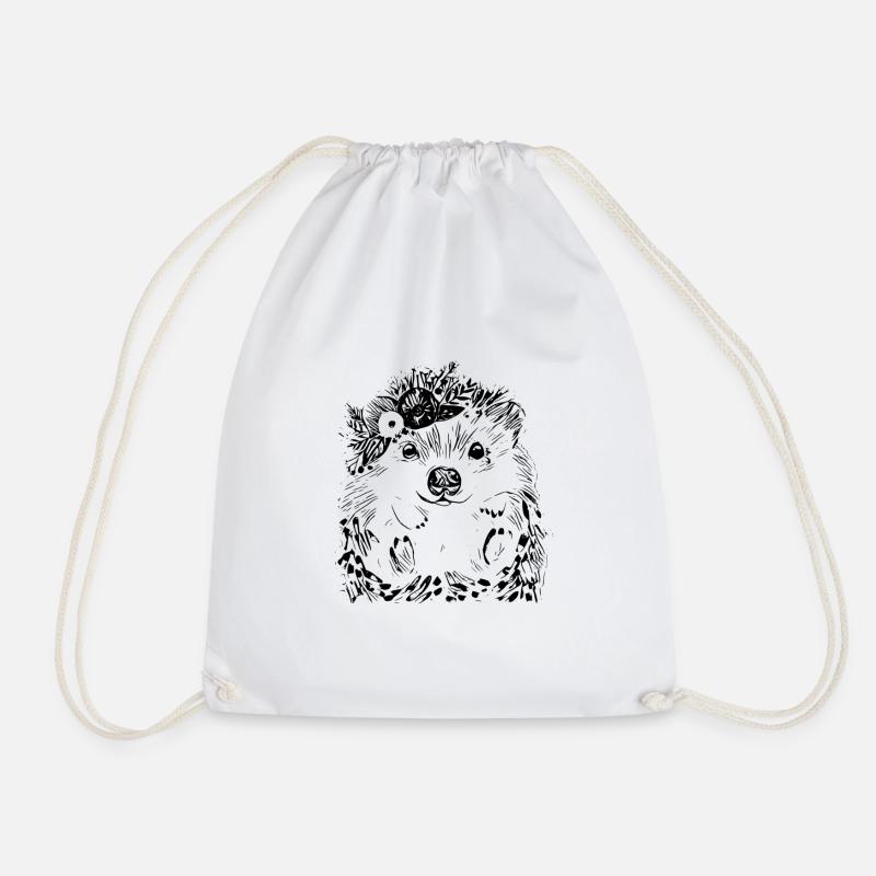 Hedgehog - Drawstring Bag - white