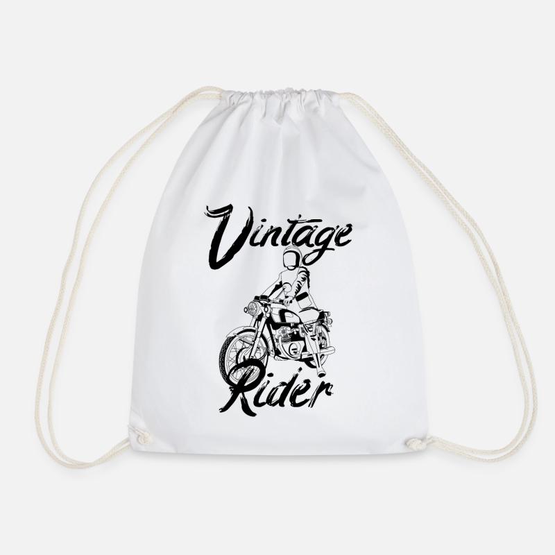VINTAGE BIKER - VINTAGE MOTORCYCLE - Drawstring Bag - white
