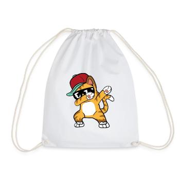 Dabbing dab cat - Drawstring Bag - white - Front
