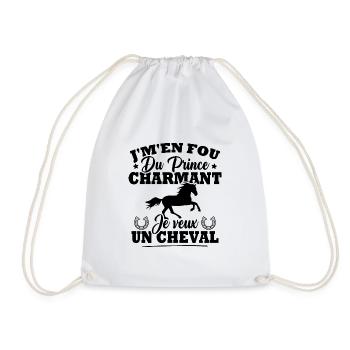 J'm'en fou du prince charmant je veux un cheval - Sac de sport léger - blanc - Devant