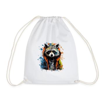 Cool Street Raccoon - Drawstring Bag - white - Front