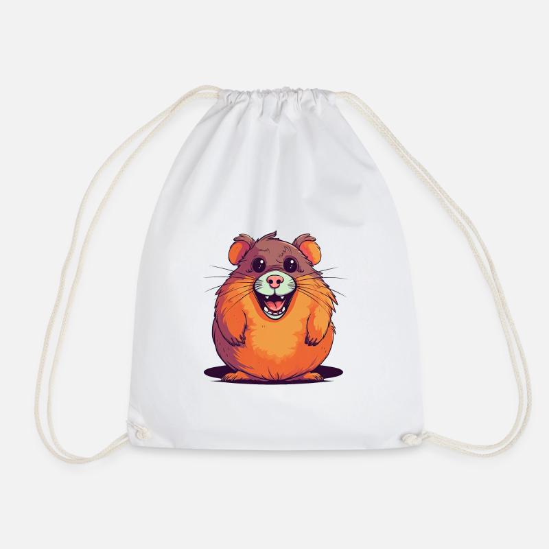 Cheerful hamster - Drawstring Bag - white