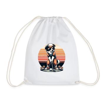 Design de golf Funny Border Collie pour les golfeurs - Sac de sport léger - blanc - Devant