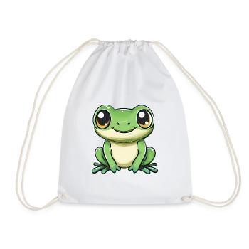 süßer Frosch - Grün - Fröhliches Design. - Turnbeutel - Weiß - Vorne