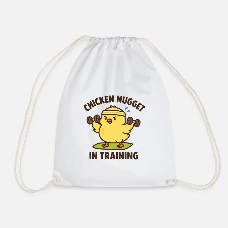 Chicken in the Training Gym - Drawstring Bag - white