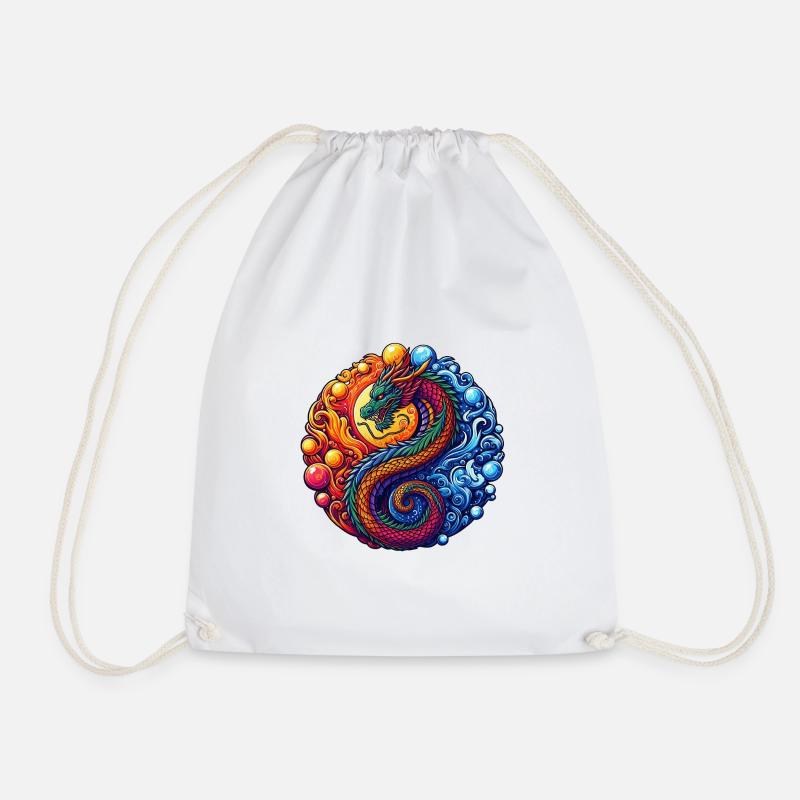 Lebendiger Yin-Yang-Drache - Turnbeutel - Weiß