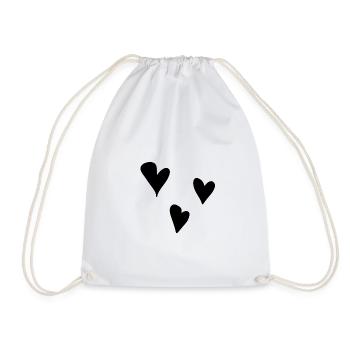 three hearts heart symbol love - Drawstring Bag - white - Front