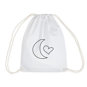 moon symbol shape heart - Drawstring Bag - white - Front