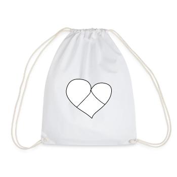 Heart Symbol Three Parts Love Cut - Drawstring Bag - white - Front